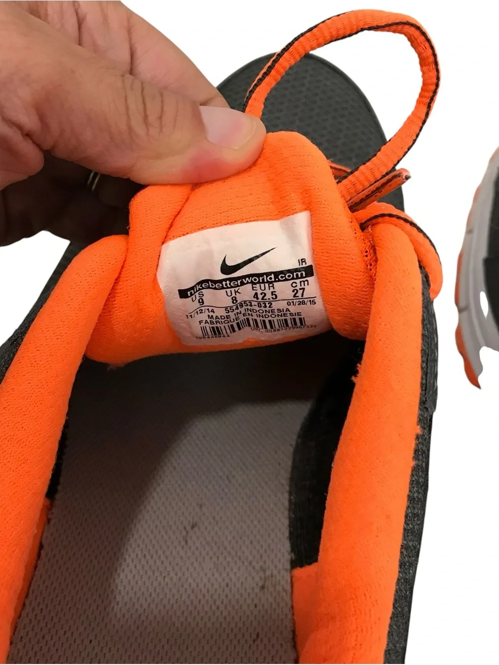Nike Revolution 2 Men's Athletic Running Shoes in Dark Gray and Orange Size 9
